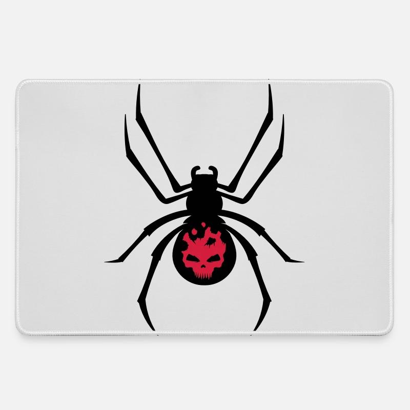 Schwarze Spinne mit Skull Muster - Mousepad groß für Gamer - Grau