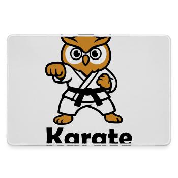Karate Eule - Mousepad groß für Gamer - Grau - Vorne