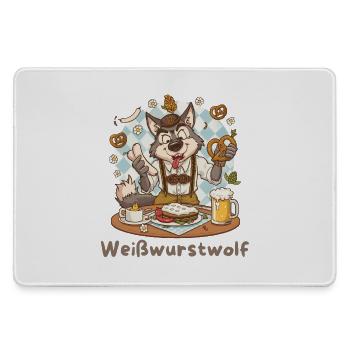 Weißwurstwolf Kochheld Bavarian - Mousepad groß für Gamer - Grau - Vorne