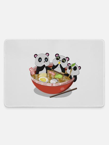 Panda Nudeln Ramen - Mousepad groß für Gamer - Grau