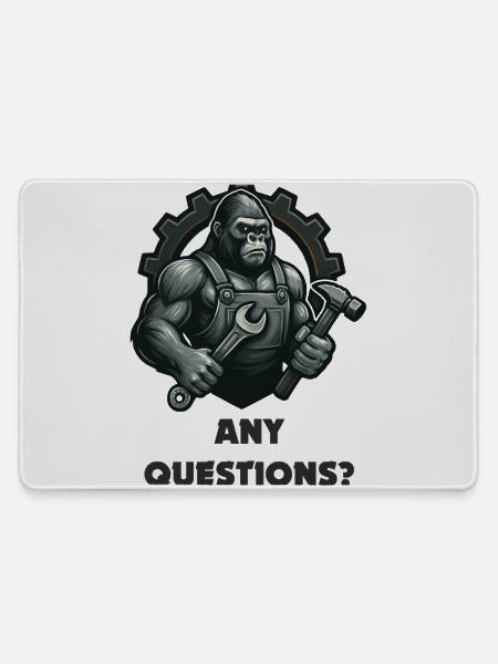 Starker Gorilla Schmiedemotiv - Mousepad groß für Gamer - Grau