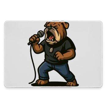 Rocksängerin Bulldogge mit Mikrofonkunst - Mousepad groß für Gamer - Grau - Vorne