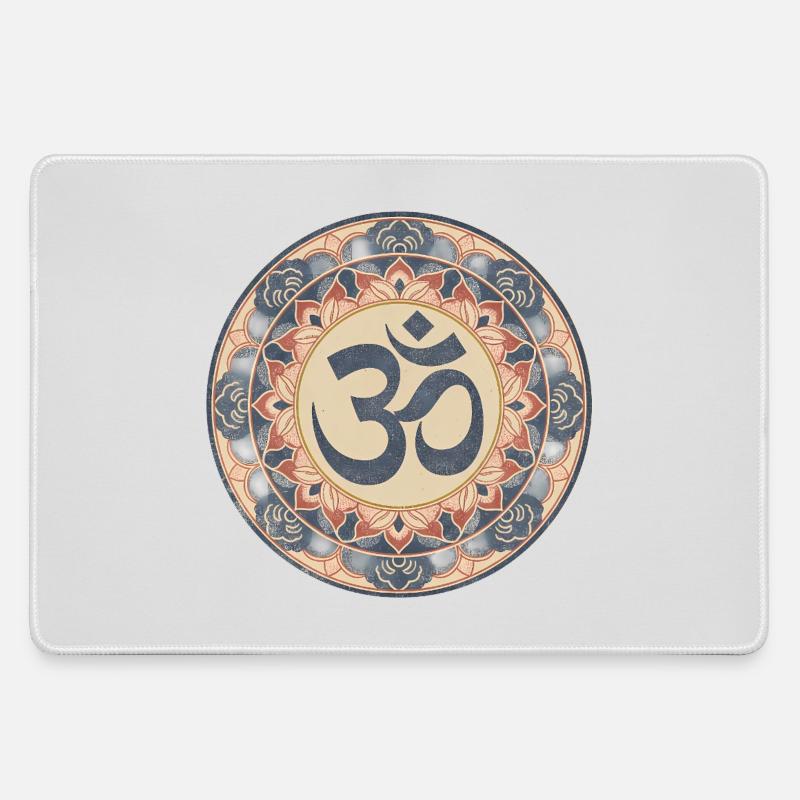 Om Mandala Zen Pattern - Large Gaming Mouse Mat - grey