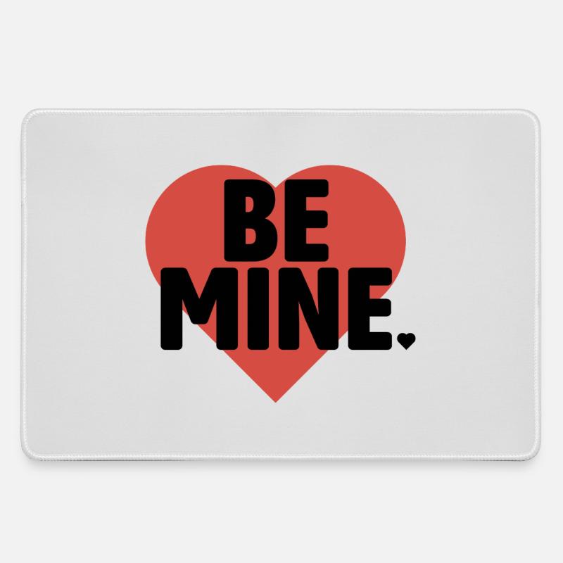 Be Mine Heart Bold Typography - Large Gaming Mouse Mat - grey
