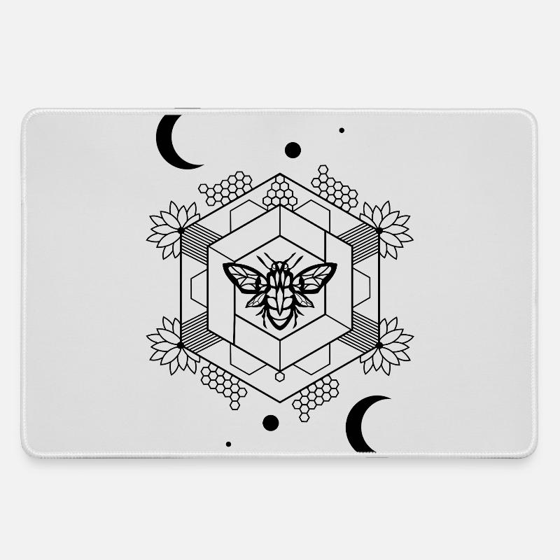Black Minimalist Emblem - Large Gaming Mouse Mat - grey