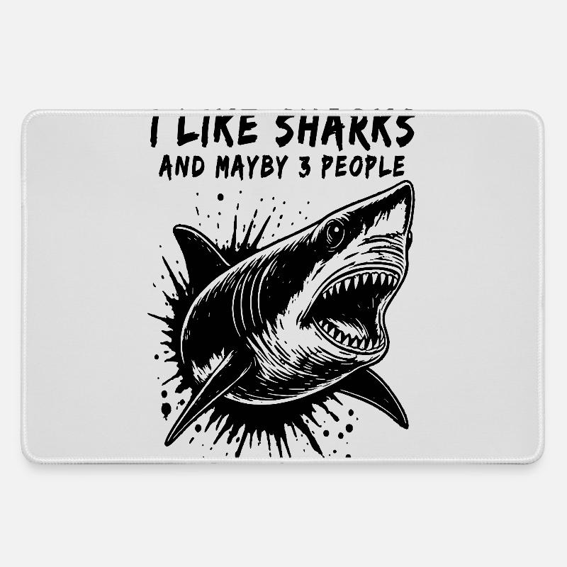 A silent but deadly, sarcastic shark. - Large Gaming Mouse Mat - grey
