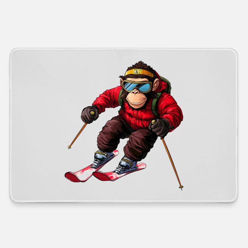 Ski Monkey - Large Gaming Mouse Mat - grey