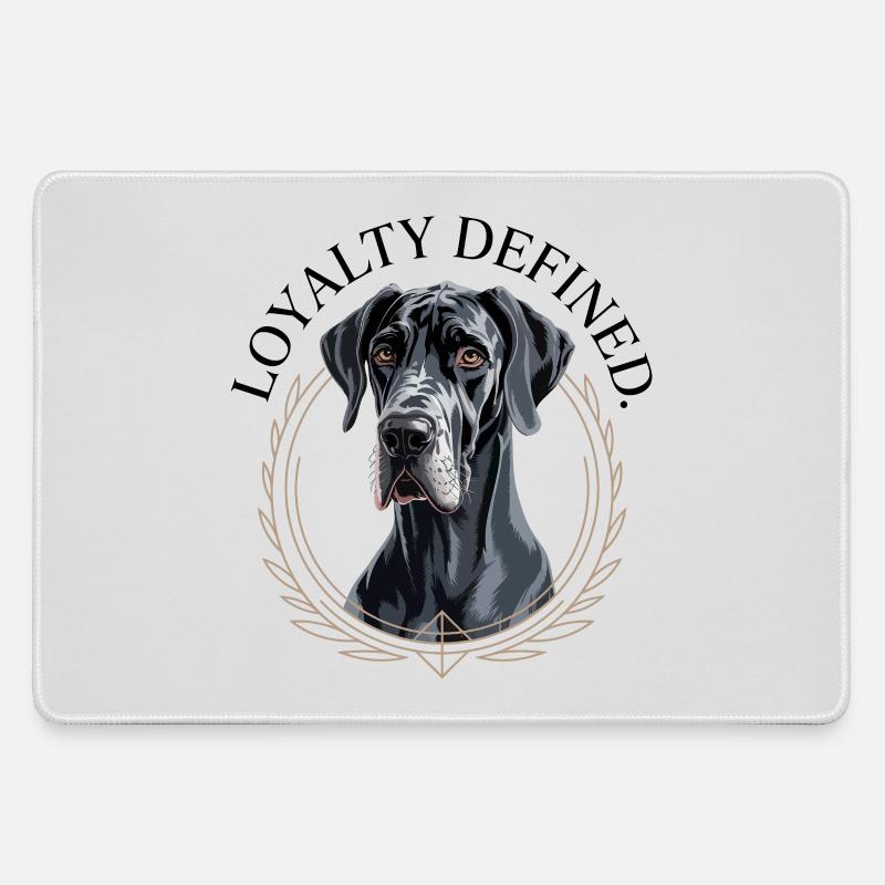 Loyal Great Dane Guardian Design - Large Gaming Mouse Mat - grey