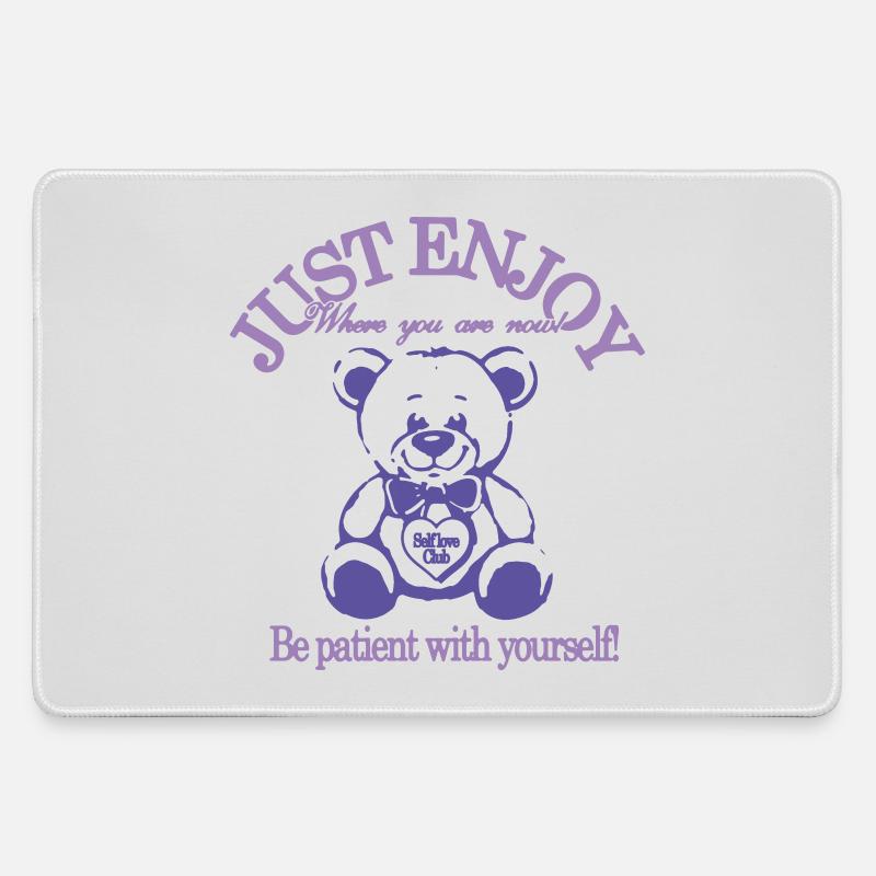 Just Enjoy – Calming Teddy Bear - Large Gaming Mouse Mat - grey