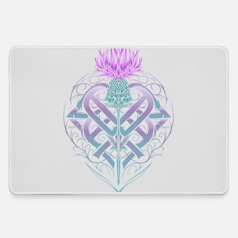 Thistle Shield Celtic Knots Thistle Lover - Large Gaming Mouse Mat - grey