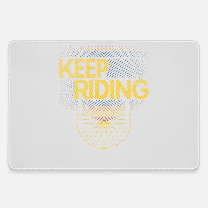Keep Riding Cycling Pattern - Large Gaming Mouse Mat - grey