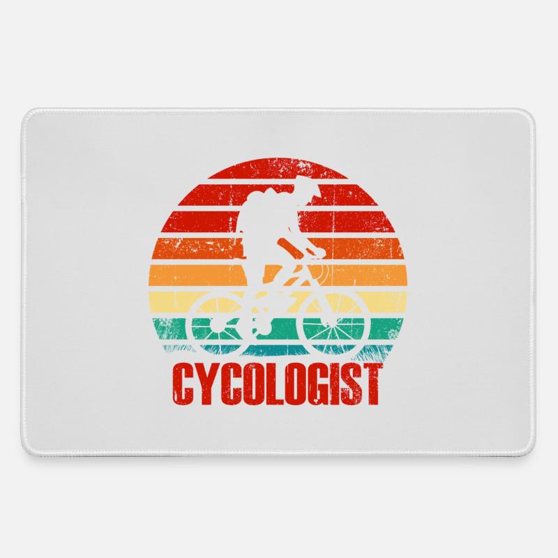 Retro Cyclist Sunset - Large Gaming Mouse Mat - grey