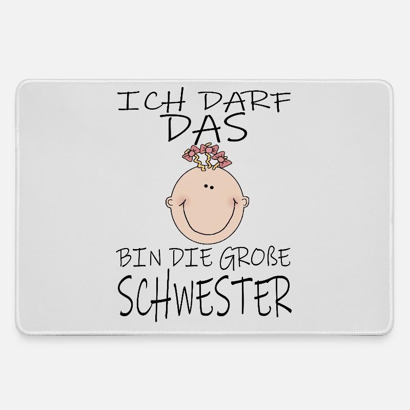 Darf das bin die Große Schwester - Mousepad groß für Gamer - Grau