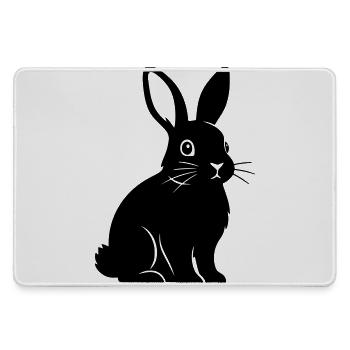 Bunny Rabbit Silhouette Black Vector - Large Gaming Mouse Mat - grey - Front
