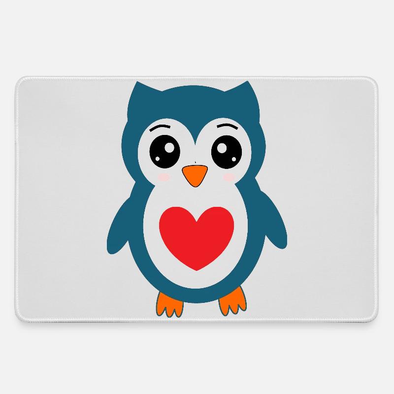 Eule blaue Eule  - Mousepad groß für Gamer - Grau