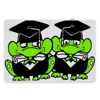 2 Frogs Graduated from High School College - Large Gaming Mouse Mat - grey - Front