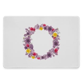 Altrosa Eukalyptuskranz mit zarten Frühlingsblüten - Mousepad groß für Gamer - Grau - Vorne
