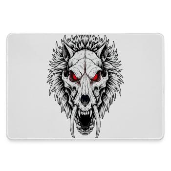 Schamanischer Säbelzahn-Wolfsschädel Rote Augen - Mousepad groß für Gamer - Grau - Vorne