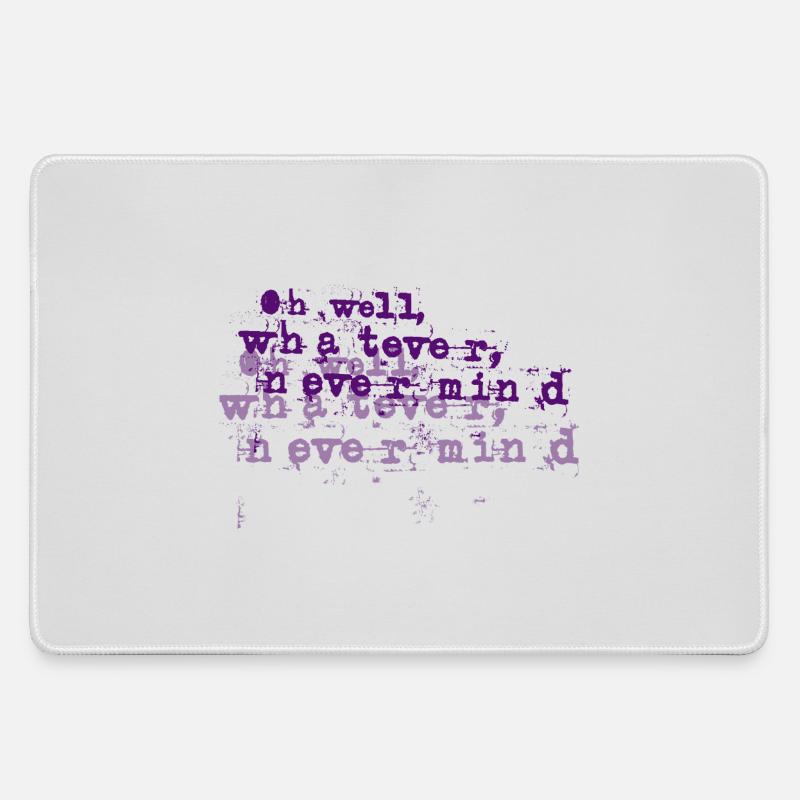Purple Grunge Typographic Burst - nevermind - Large Gaming Mouse Mat - grey
