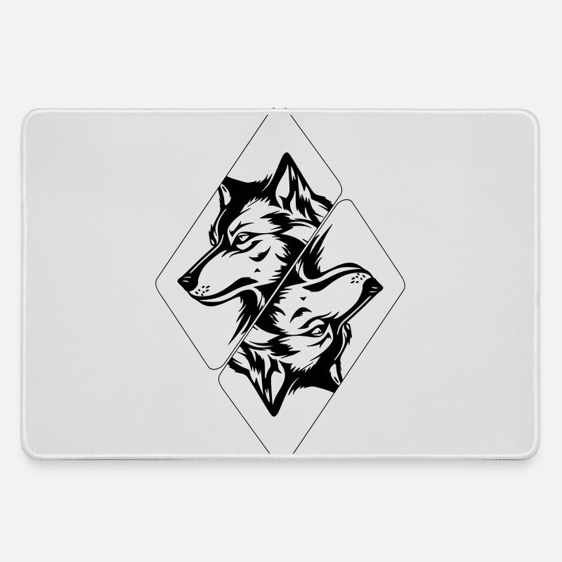 Wolf's Head - Large Gaming Mouse Mat - grey