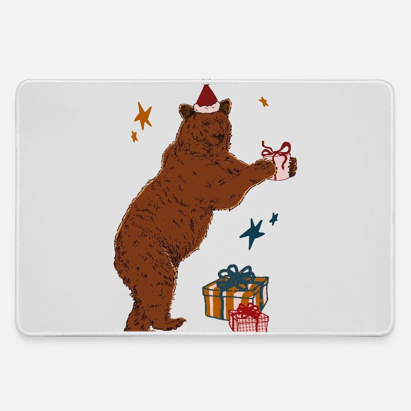 CHRISTMAS BEAR - Large Gaming Mouse Mat - grey