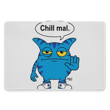 Chill mal - Zooki Monster lustiger Spruch - Mousepad groß für Gamer - Grau - Vorne