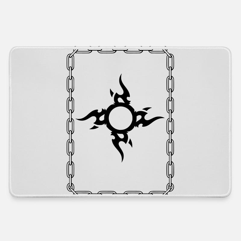 Black Tribal Surrounded Chain - Large Gaming Mouse Mat - grey