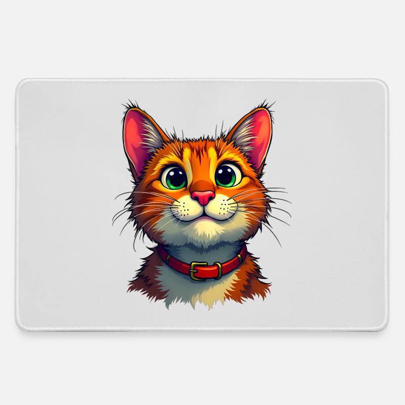 Cute cat - Large Gaming Mouse Mat - grey