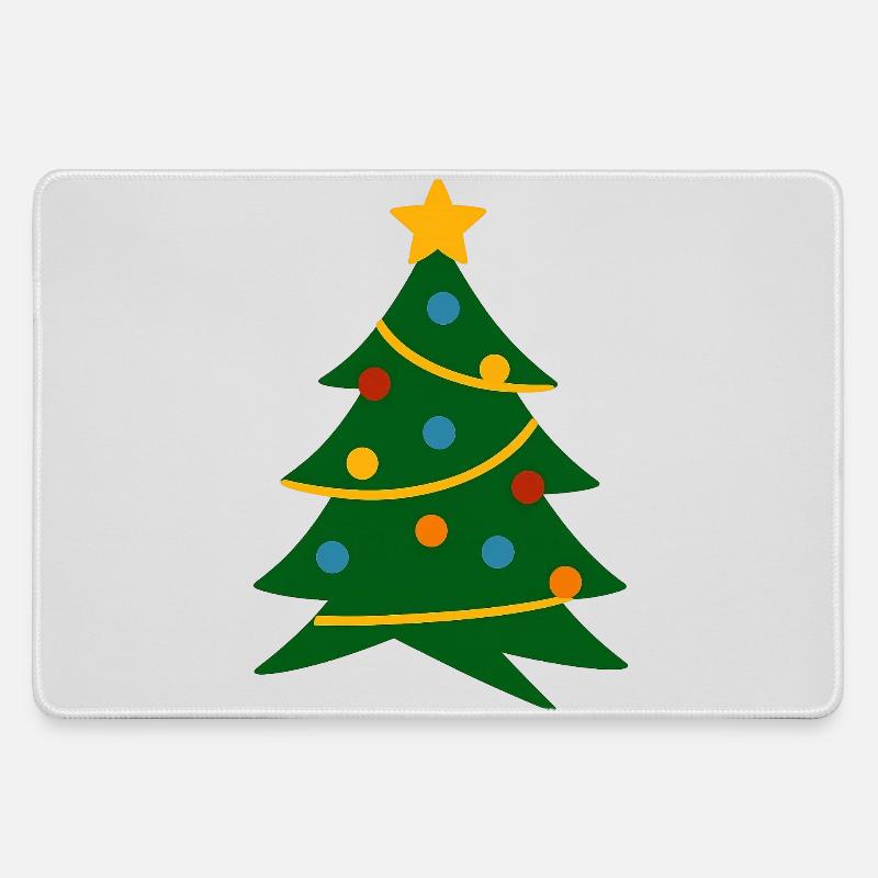 Festive tree with garlands - Large Gaming Mouse Mat - grey