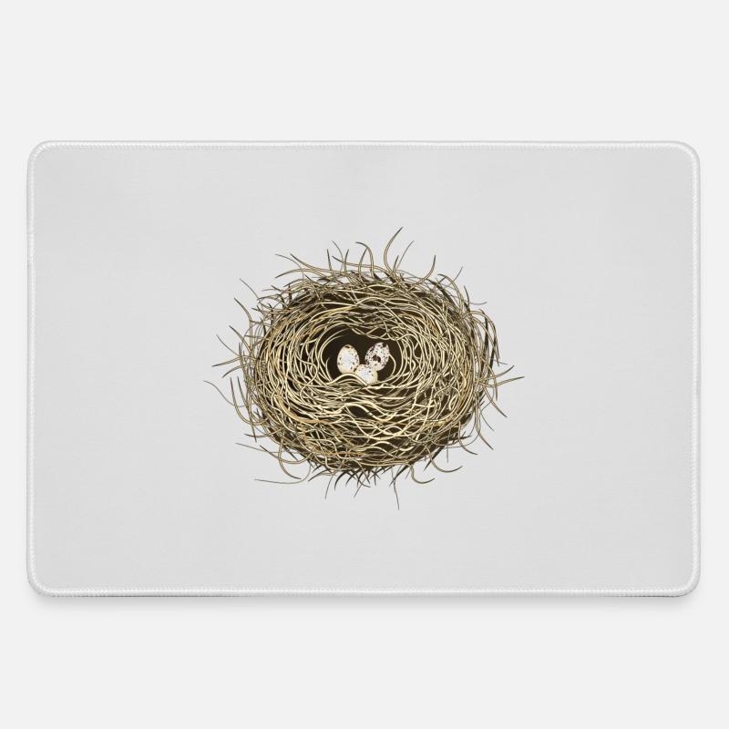 Vogelnest oder Osternest mit drei Vogel Eier - Mousepad groß für Gamer - Grau