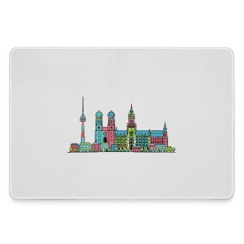Münchner Stadtskyline Marienplatz Moderne Linienkunst - Mousepad groß für Gamer - Grau - Vorne