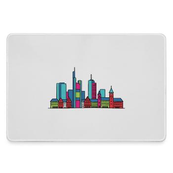 Frankfurter Stadtsilhouette Mainhattan Linienkunst - Mousepad groß für Gamer - Grau - Vorne