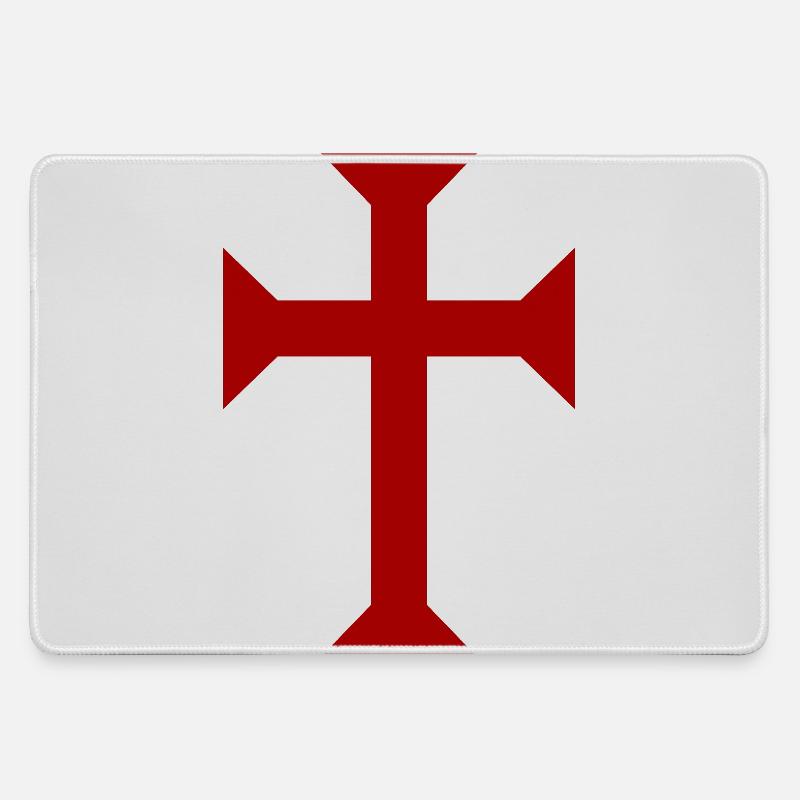 Red Templar Cross - Large Gaming Mouse Mat - grey