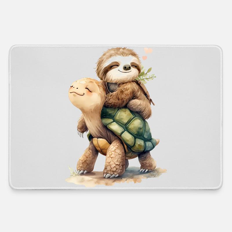 Sloth and Turtle on holiday 2 🦥🐢 - Large Gaming Mouse Mat - grey