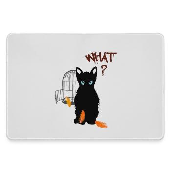Kleines schwarzes süßes Kätzchen und Vogel - Mousepad groß für Gamer - Grau - Vorne