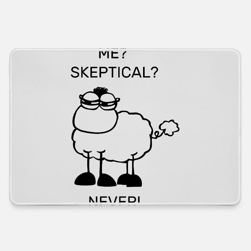 Skeptical sheep - Large Gaming Mouse Mat - grey