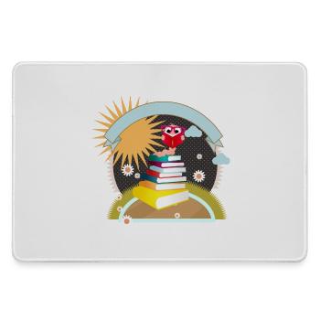 little bookworm with thirst for knowledge reads a book - Large Gaming Mouse Mat - grey - Front