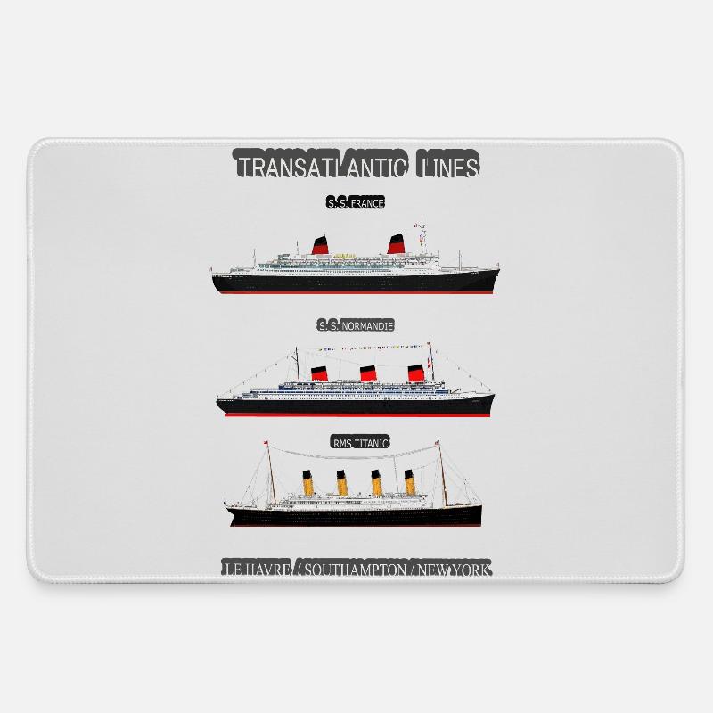 TRANSATLANTIC LINES POSTER - Large Gaming Mouse Mat - grey