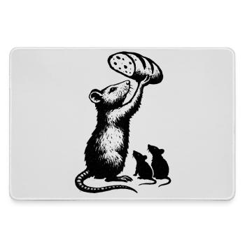 Rat soulevant une miche de pain – illustration graphique - Grand tapis de souris gamer - bruyère - Devant