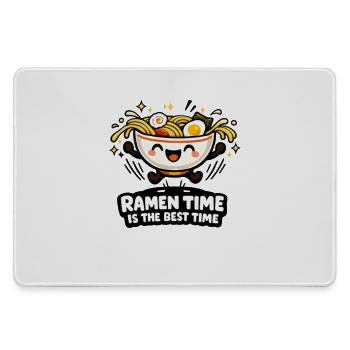 Ramen Zeit: Glückliche Nudeln - Mousepad groß für Gamer - Grau - Vorne