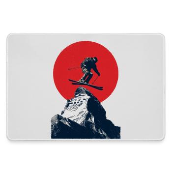Ski jumping over rocky peaks - Large Gaming Mouse Mat - grey - Front