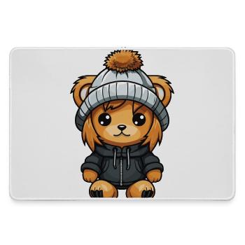 Lion Hiver Animal Bébé Bande Dessinée - Grand tapis de souris gamer - bruyère - Devant