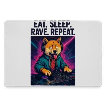 Shiba Inu DJ: Eat Sleep Rave Repeat Streetwear - Mousepad groß für Gamer - Grau - Vorne