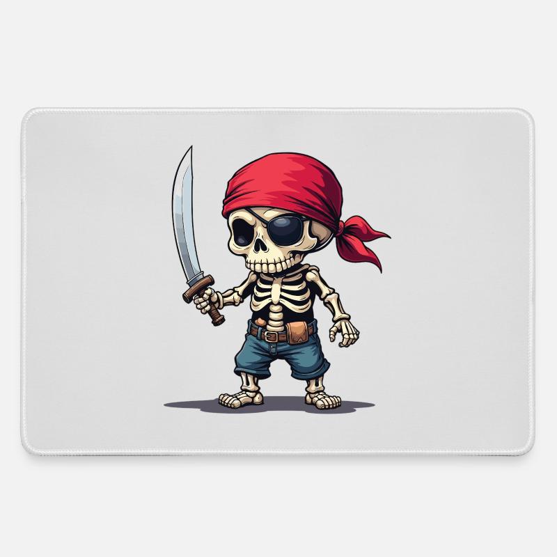 Pirate Skeleton with Sword - Large Gaming Mouse Mat - grey