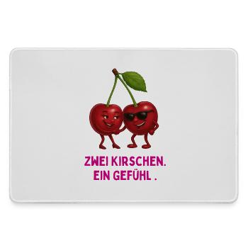 Two cherries, one feeling - Large Gaming Mouse Mat - grey - Front