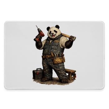 Artisan Dad Panda Cordless Screwdriver Funny - Large Gaming Mouse Mat - grey - Front