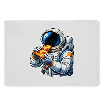 Astronaut eating pizza - Large Gaming Mouse Mat - grey - Front
