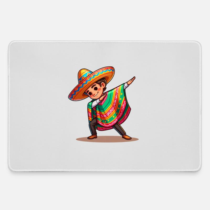 Mexican Poncho Costume Making the Dab. - Large Gaming Mouse Mat - grey
