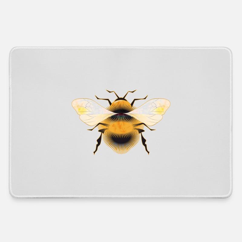 stylized bumblebee with iridescent wings - Large Gaming Mouse Mat - grey