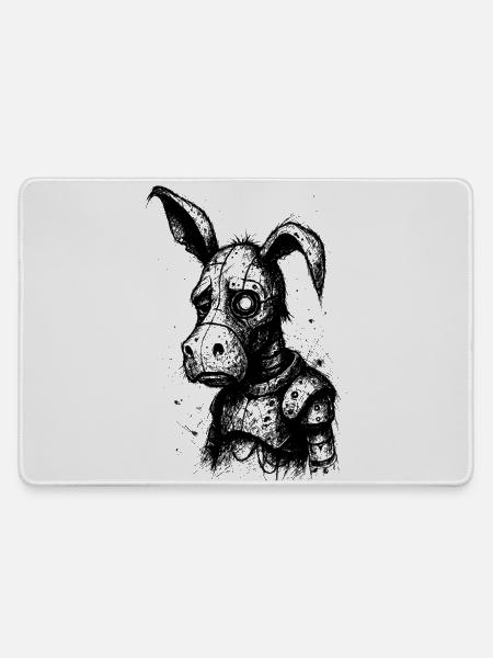 Trauriger Esel - Mousepad groß für Gamer - Grau
